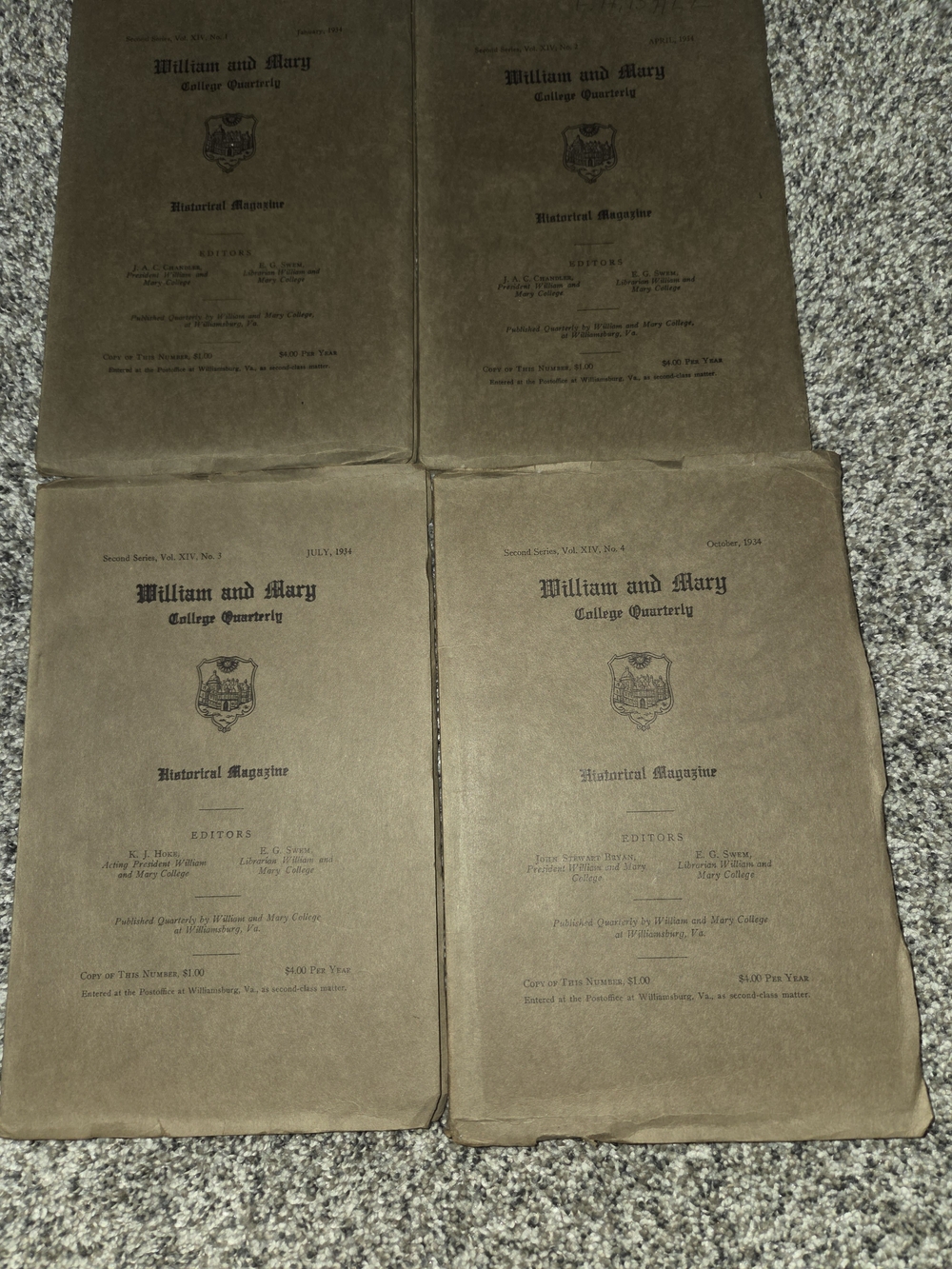 Vintage Brown College Quarterly Historical Magazines - Set of 4